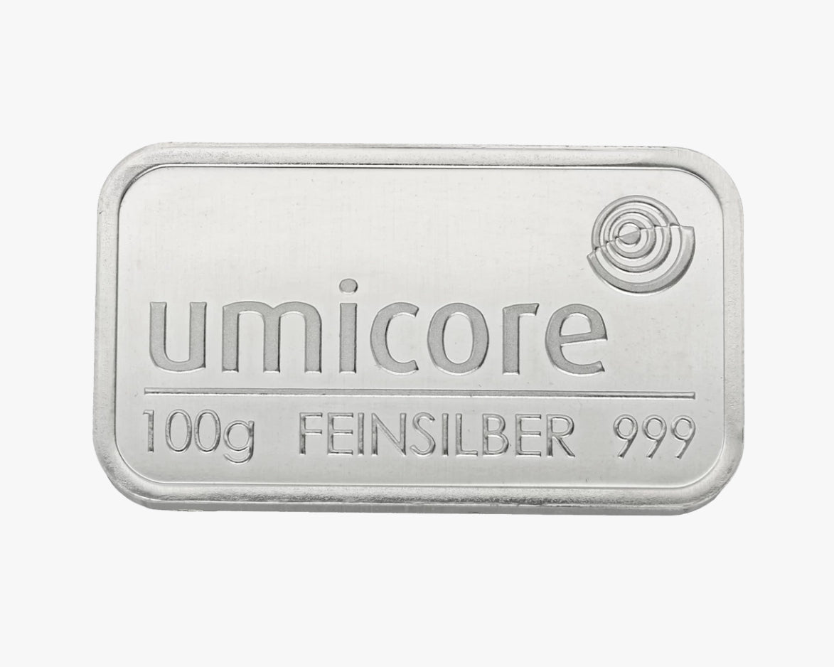 Zilverbaar Umicore 100 gram