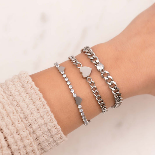 Cuban chain stone silver