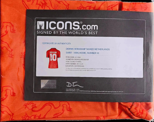 Gesigneerd Dennis Bergkamp Nederland 1994 Shirt – Wereldkampioenschap – Verzegeld | Icons