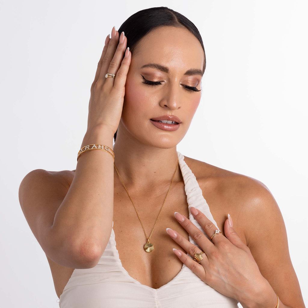 3D name stones bangle gold