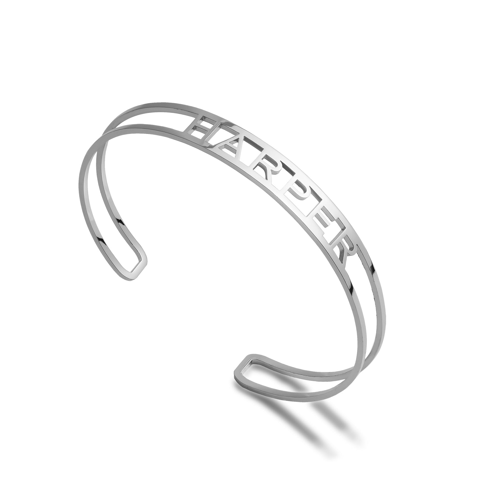 3D name bangle silver