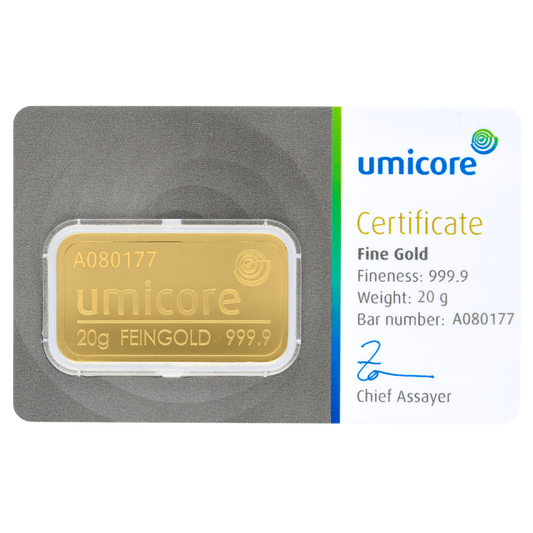 20 Gram Goudbaar Kopen – LBMA Gecertificeerd