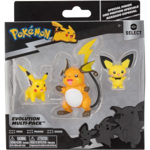 Jazwares - Pokémon Select - Evolution Multipack, Pichu, Pikachu, Raichu