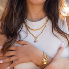 Letter & birthstone necklace gold