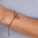 Adjustable Letter &amp; birthstone bracelet gold