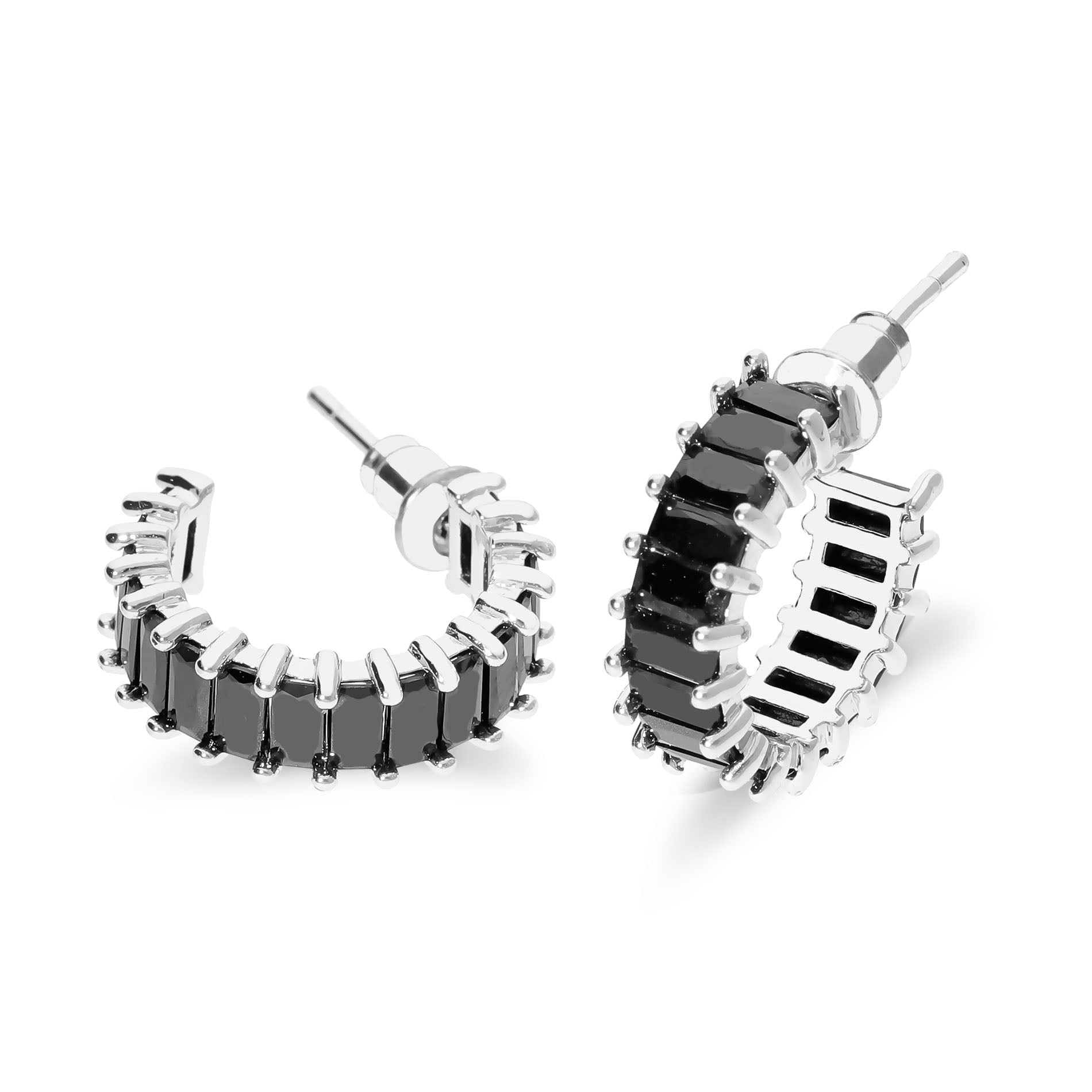 Korallenstein-Ohrring, schwarz-silber