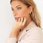 Gold Bracelet with Zirconia Hearts