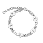 Armband mit fünf Herzen, silber
