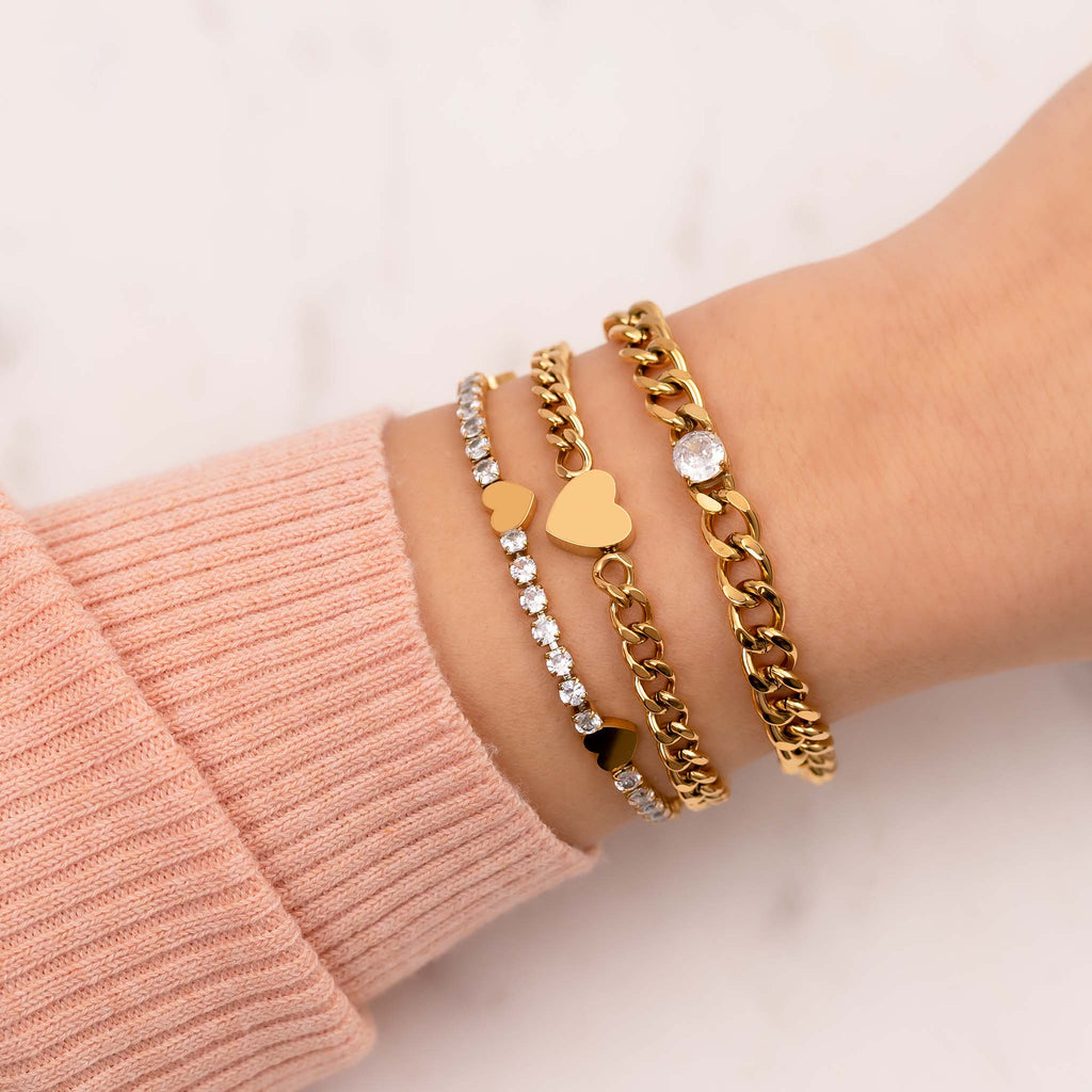 Herzkette, kräftiges Gold