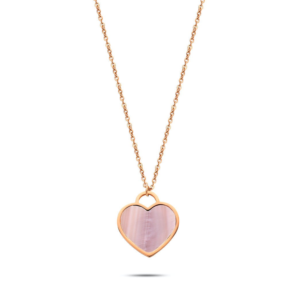Heart pearl necklace rose gold