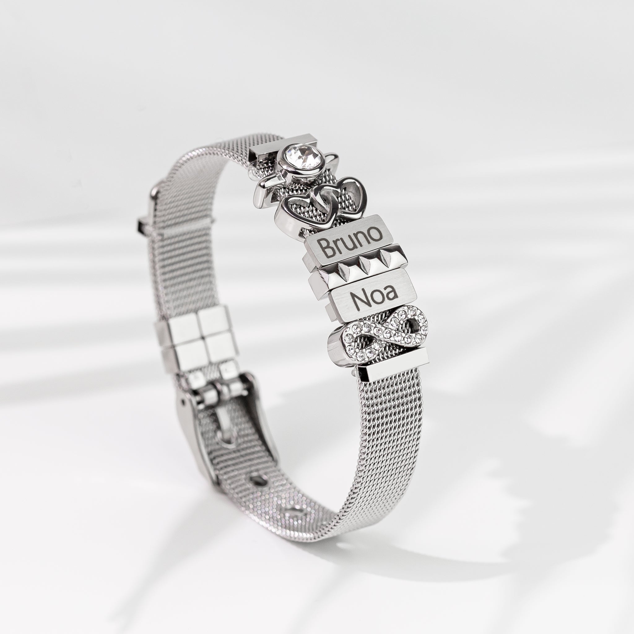 Mesh charm infinity stones silver