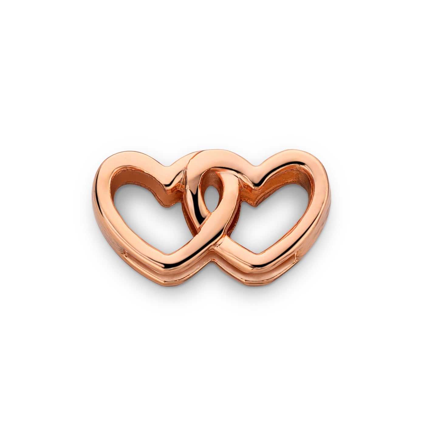 Mesh charm double heart rose gold