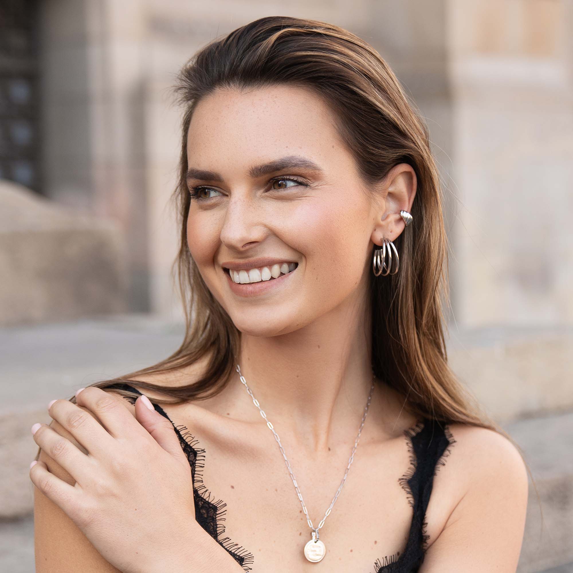 Multilayer earring silver