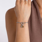 Adjustable Letter &amp; birthstone bracelet silver