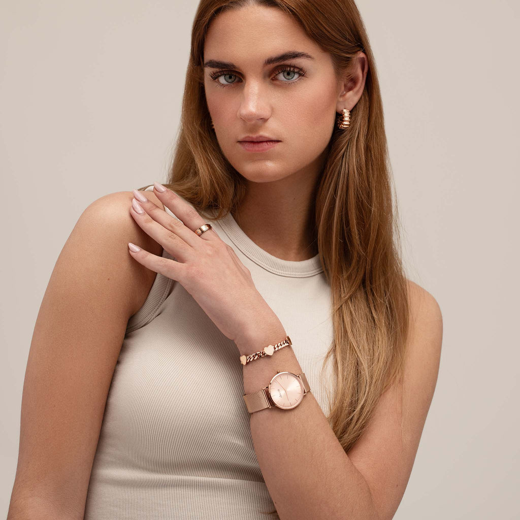 Wellenohrring Roségold