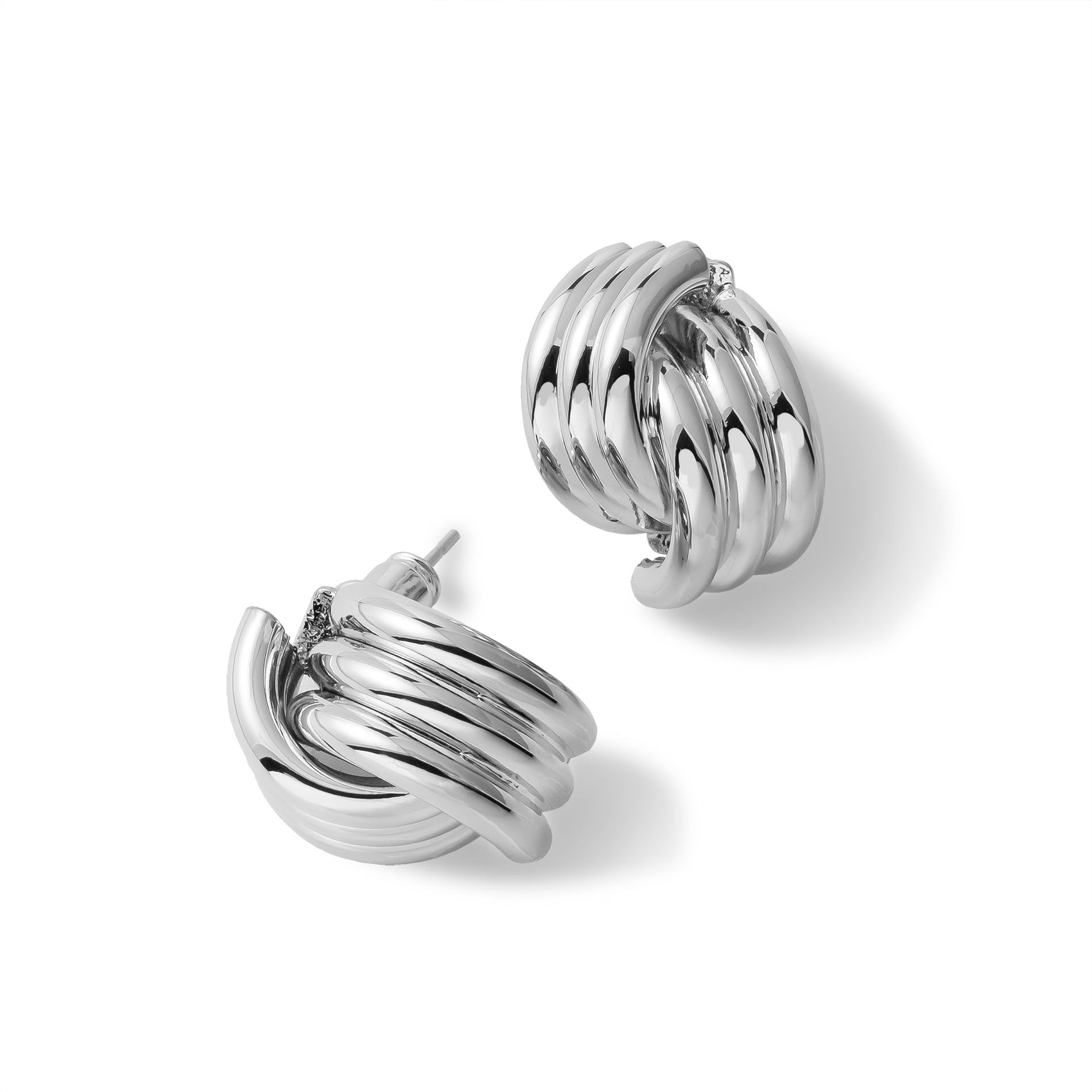 Twist stud earring silver