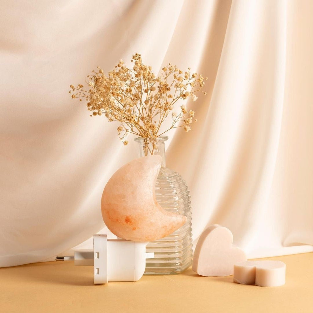 Oranje zoutsteen maan nachtlampje