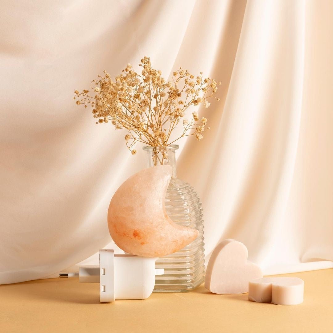 Oranje zoutsteen maan nachtlampje